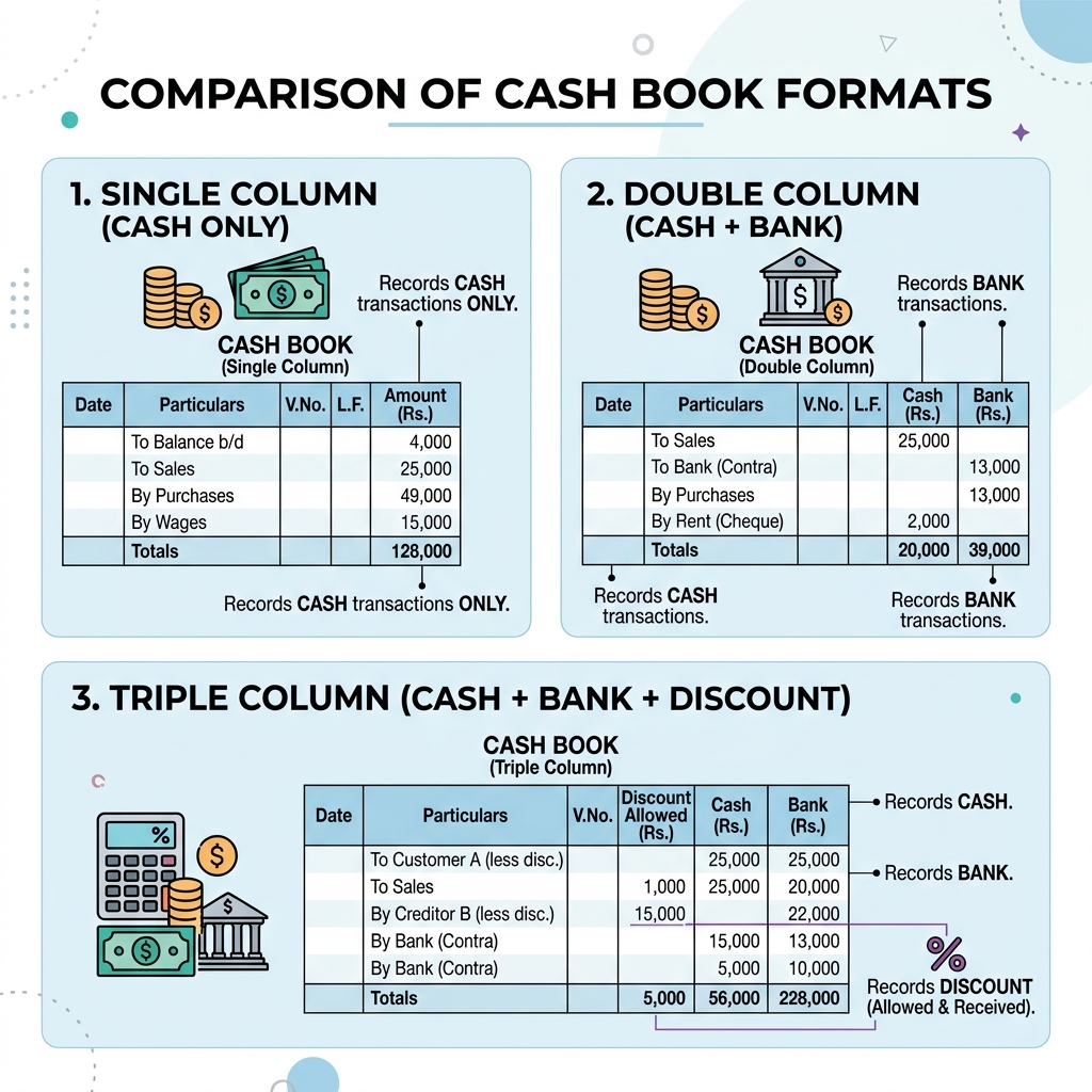 Comparison of Single, Double, and Triple Column Formats