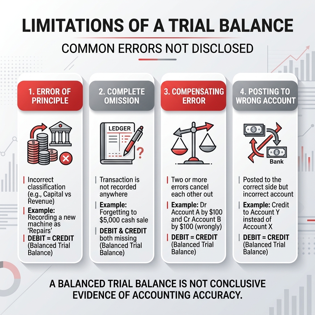 Errors Not Disclosed by Trial Balance Illustration